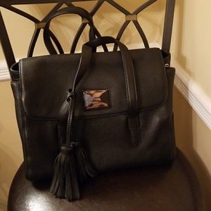 🆕️DKNY black large flap satchel, genuine leather